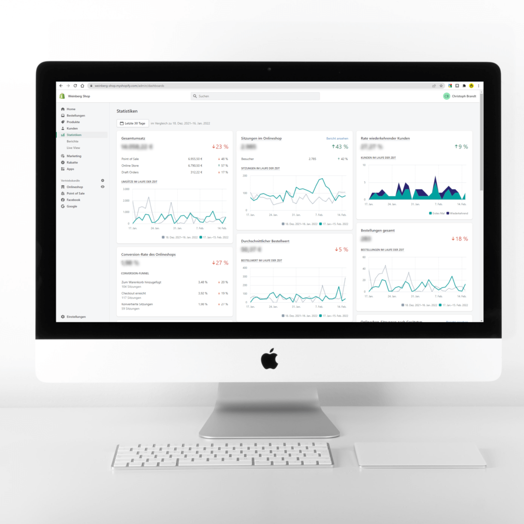 Weinberg Shopify Backend Statistiken